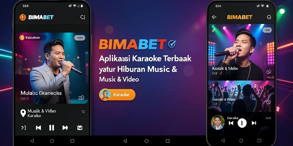 Antarmuka menarik dari aplikasi Karaoke BIMABET yang penuh warna.