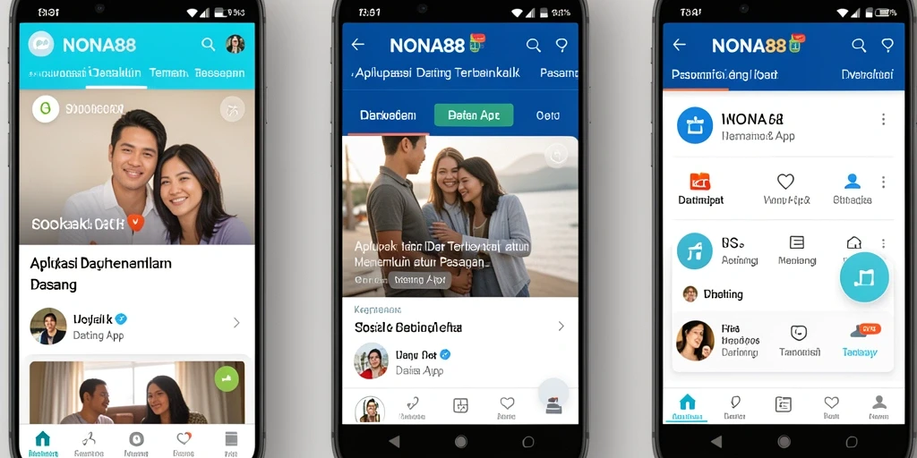Screenshot antarmuka utama NONA88 menampilkan fitur dating dan chat yang menarik.