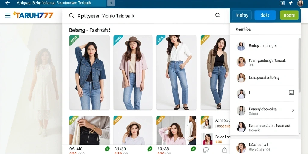 Tampilan utama aplikasi TARUH777 dengan berbagai pilihan mode fashionable.